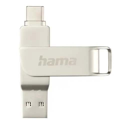 Hama USB Stick 128GB, USB C 3.1/3.0, USB A, ultra schnell, drehmechanismus, silber