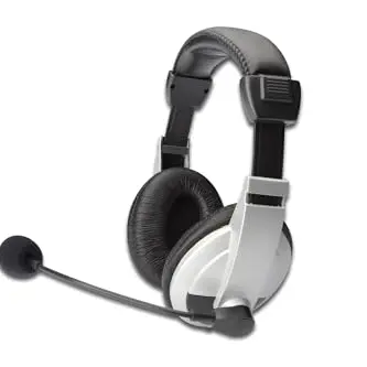 DIGITUS Stereo Multimedia Headset mit Mikrofon und Lautstärkeregler - 1,8m Kabel - Schwarz/Grau