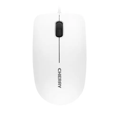 CHERRY MC 1000 Office-Maus, Kabel, 3 Tasten, Optischer Sensor 1200 DPI, Für Links- & Rechtshänder, Weiß-Grau