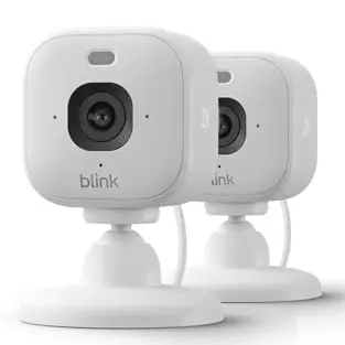 Blink Mini 2K+ Sicherheitskamera für zuhause | 2K-Video, Nachtsicht in Farbe | 2 Kameras – Weiß