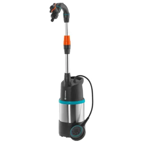 Gardena Regenfasspumpe 4700/2 inox – Tauchdruckpumpe mit Filter und Regulierventil, Fördermenge 4700 l/h