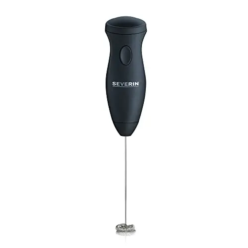 Severin Milchaufschäumer Stab, Edelstahl, batteriebetrieben, schwarz, inkl. 2 Batterien