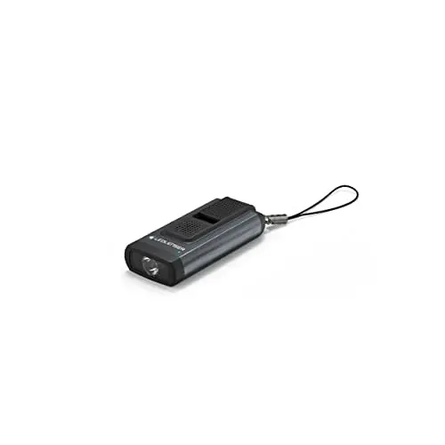 Ledlenser K6R Safety, kompakte Schlüsselbund-Lampe, 400 Lumen, wiederaufladbar, Grau
