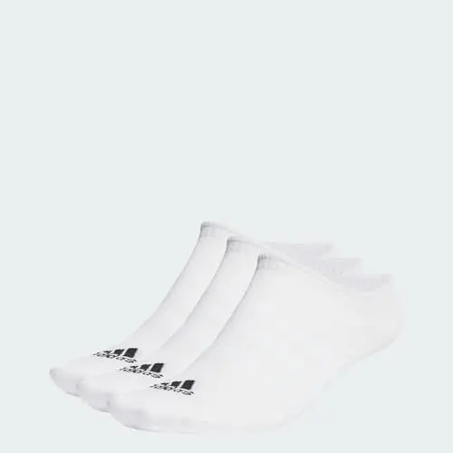 adidas Unisex No-Show Socks, 3 Pairs, White/Black, Size 6.5-8