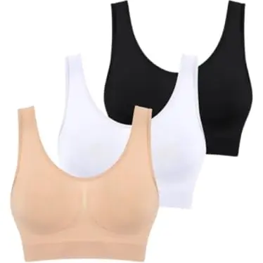 Boolavard 3-teiliges Set Bügelloser Damen-Büstenhalter Crop Top und Weste in Beige, Weiß und Schwarz