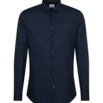 Seidensticker Herren Slim Fit Langarm Businesshemd, Dunkelblau, Größe 45 EU