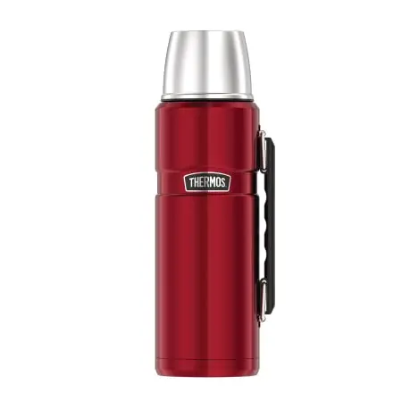 Thermos Stainless King Thermosflasche rot 1,20l - Edelstahl, mit Trinkbecher und Griff, 12h heiß & 24h kalt