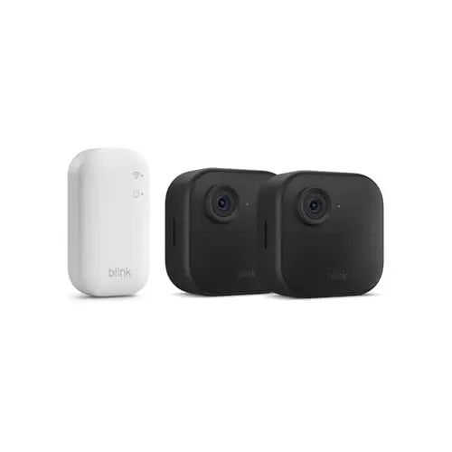 Blink Outdoor 4 HD-Sicherheitskamera, kabellos, wetterfest IP65, 2 Jahre Batterielaufzeit, mit Alexa kompatibel, 2er Set mit Sync Module