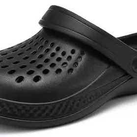 BARFULKER Herren Clogs Sommer Pantoletten Atmungsaktive Gartenschuhe rutschfest Schwarz 40/41 EU