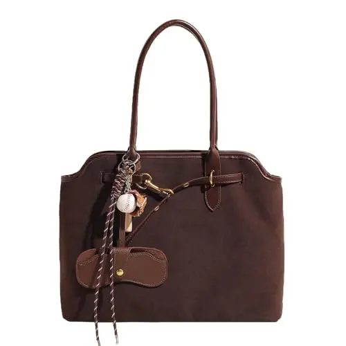 Unisoul Wildleder Handtasche Damen Shopper Tasche für Alltag, Reisen und Schule