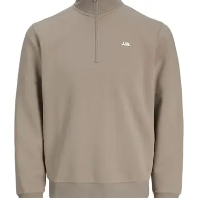 JJ Rebel Herren Sweatshirt mit Logo, Halb-Zip, Roasted Cashew, XL