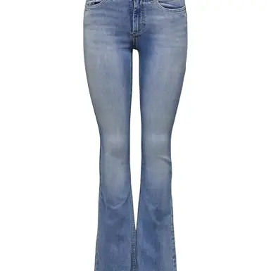 ONLY Damen Mid Flared Jeans, Light Blue Denim, Größe M / 34L