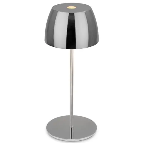BRILONER Mini LED Akku-Tischlampe, kabellos, dimmbar, IP44, Touch, tragbar, nachtleuchtend, 8x20 cm, chrom