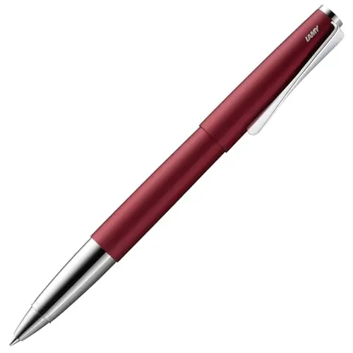 Lamy Studio Royalred Tintenroller – eleganter Ganzmetall-Stift mit propellerförmigem Clip – Strichbreite M