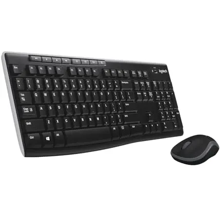 Logitech MK270 Kabelloses Desktop-Set mit Maus und Tastatur für Bildungseinrichtungen, AZERTY-Layout, Schwarz