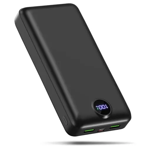PDBEST PowerBank 50.000mAh, 22,5W Schnellladegerät mit USB-C, 3 Ausgängen, LED-Display, kompatibel mit Tablet, iPhone und Android