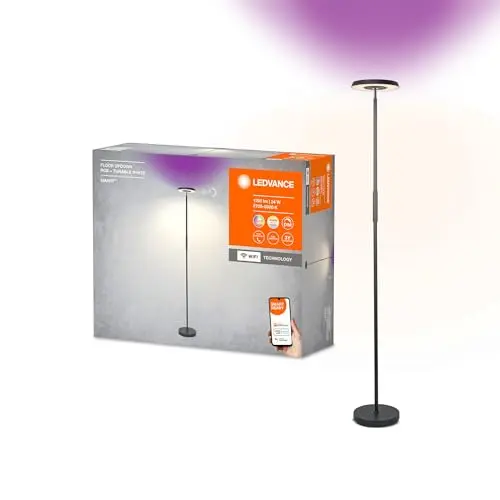 Ledvance SMART+ WIFI Updown Stehleuchte, schwarz, dimmbar, RGB, App-steuerbar, verstellbares Weiß- & Farblicht