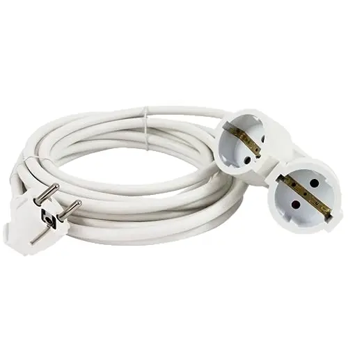 REV Verlängerungskabel 3m mit Doppelkupplung, 3680W, Weiß