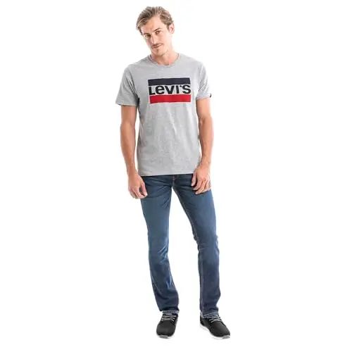 Levi's Herren T-Shirt mit Logo, Grau, Größe L