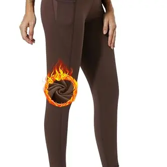 Enjoyoga Thermo Leggings Damen - High Waist Sporthose für Sport und Alltag - Größe L 12 (Braun)