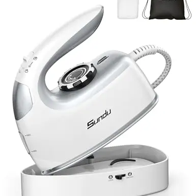 Sundu Reisebügeleisen mit Dampfsteamer & 2-in-1 Design, 5 Modi, bis zu 30 g/min Dampf, arretierbarer Sockel, intelligente Temperatur