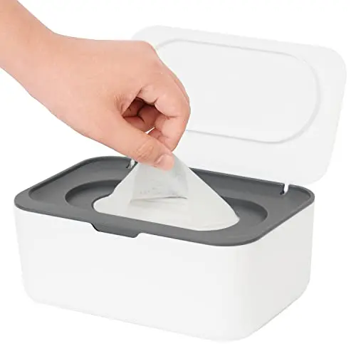 Feuchttücher Box, Nachfüllbarer Spender für Baby & Erwachsene, Einhandbedienung, Grau