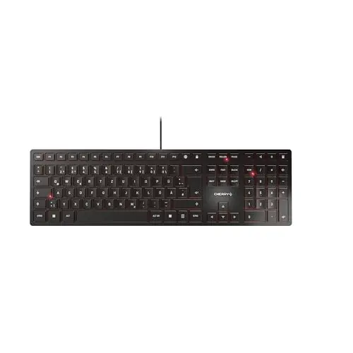 CHERRY KC 6000 Slim - Slim USB Keyboard - Kabelloses Design - Deutsches QWERTZ Layout - Schwarz