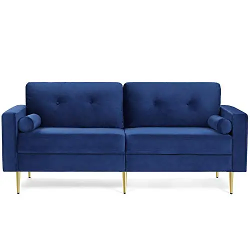 VASAGLE 3-Sitzer Sofa in Blau, modernes Design für Wohnzimmer, einfacher Aufbau, 183 x 78 x 88 cm