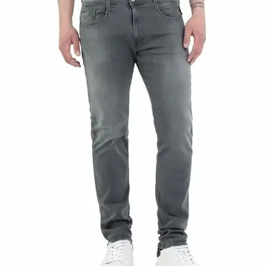 Replay Herren Jeans Anbass Slim-Fit, Comfort Stretch, Dark Grey, 32W / 34L