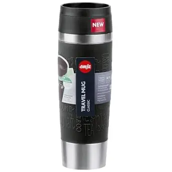 Emsa Travel Mug Classic 0,5L | Edelstahl | 6h heiß, 12h kalt | 100% dicht | Schwarz