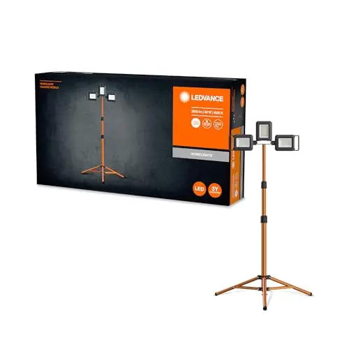 LEDVANCE Worklight LED Tripod - 30W Arbeitslicht mit Stativ und 2 Akku Strahlern, 3280 Lumen, IP54