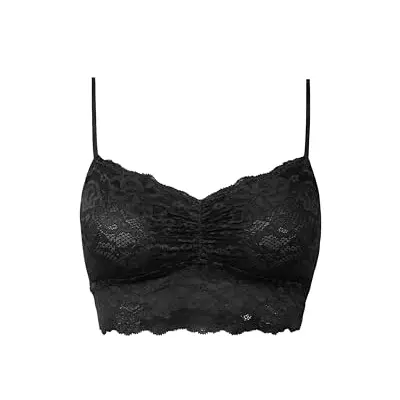 Snocks Damen Spitzen-Bustier ohne Bügel, verstellbare Träger, elastischer Bund, weich und sinnlich, Gr. XS, Schwarz