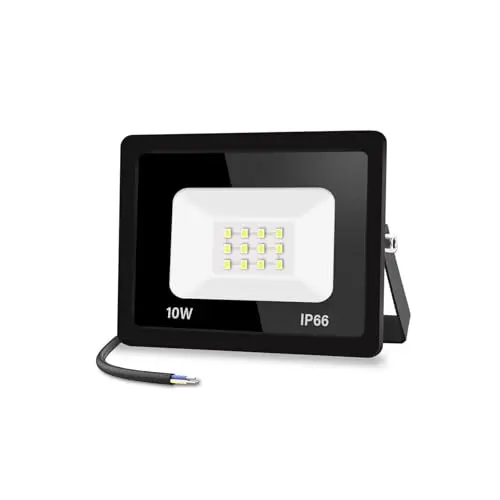 10W LED Außenstrahler, superhell 3000K warmweiß, IP66 wasserdicht - ideal für Garten, Garage, Hotel, Sportplatz