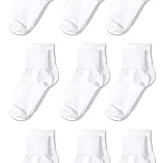 Amazon Essentials Mädchen Uniform-Socken, 9 Paar, Baumwollmischung, weiß, M (4-8 Jahre)
