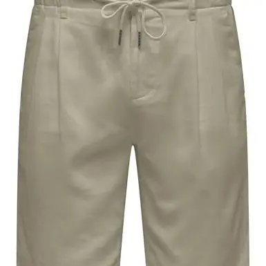 ONLY & SONS Herren Shorts in Leinen-Mix, Modell Onsleo, grau, Größe M