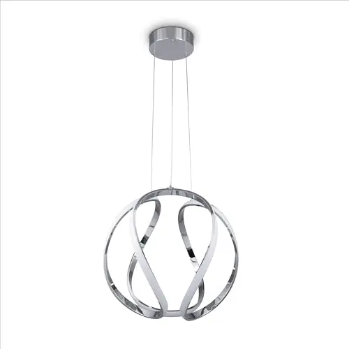 Paco Home Pendelleuchte für Esszimmer und Wohnzimmer, modern, chrom-weiß, LED, stylisch