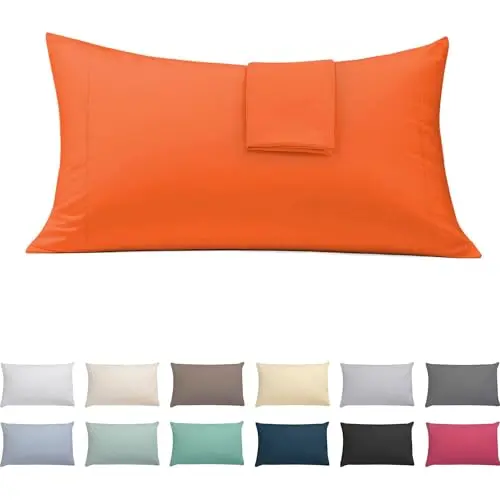 ECOMMERC3 2 Kissenbezüge, 45 x 85 cm, extra weich, orange, leicht waschbar