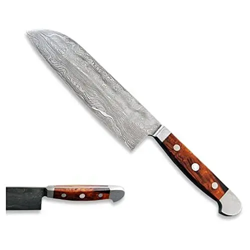 GÜDE Solingen Santoku Messer aus Damaststahl, 18 cm, Wüsteneisenholz, Handmade Germany