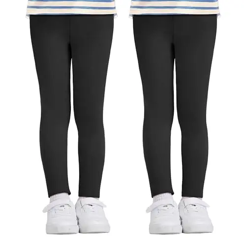 Nlieanuc Mädchen High Waist Leggings 2er Pack - Blickdichte Sportleggings für Kinder
