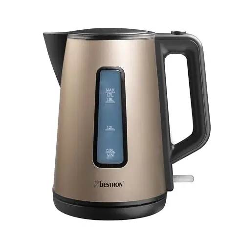 Bestron Wasserkocher 1,7L mit 360° Basis und Kochstopp-Automatik, hellbeige