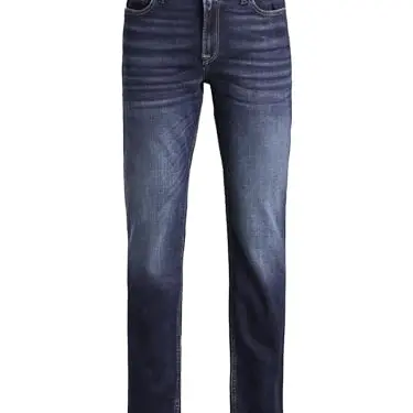 JACK & JONES Jeans Regular Fit Mid Waist mit heller Naht - Blau, Größe W33 L34