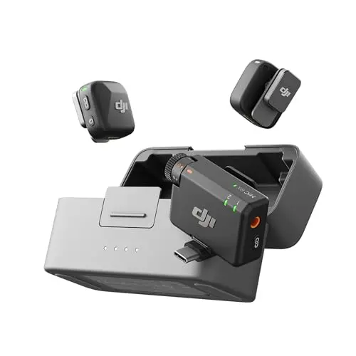 DJI Mic Mini - Kabelloses Lavalier Mikrofon mit 2 Sendern und Ladeschale, ideal für iPhone, Android, Vlogs und YouTube