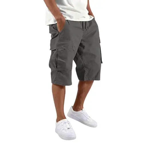 Herren Cargo Shorts Sommer Kurz, bequem und mit vielen Taschen, ideal für Outdoor, Freizeit und Arbeit, S-4XL
