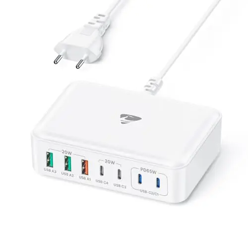 USB C Ladegerät 165W, 7-Port GaN Schnellladegerät, PD 3.0, Mehrfach USB-C und USB-A, kompatibel mit iPhone, MacBook, iPad, Samsung