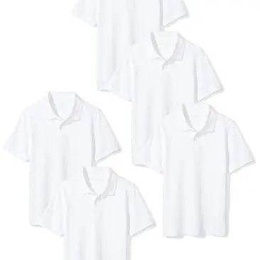 Amazon Essentials Jungen Kurzarm-Poloshirts 5er-Pack, Baumwollpiqué, Classic-Fit, Bright White, für 2 Jahre