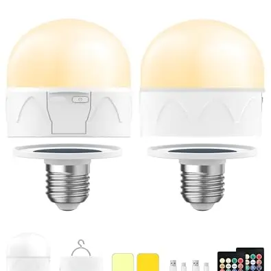 HONGNIX 2er-Pack USB Glühbirnen 9W, 9 Farben, 5 Modi, mit E27, ideal für Camping und Dekoration