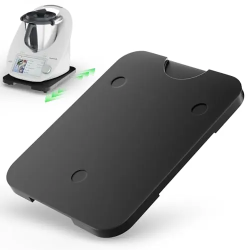 BITIWEND Gleitbrett für Thermomix TM6/TM5 - Schwarze Bambusplatte für Quarz-, Holz- und Granitarbeitsflächen