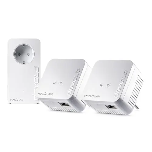 devolo Magic 1 WiFi Mini Multiroom Kit - Powerline Adapter bis 1.200 Mbit/s mit WLAN Verstärker, 1x LAN, Weiß