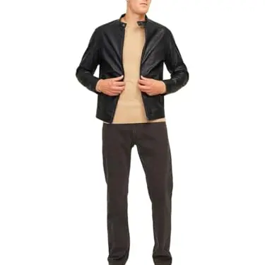 JJ REBEL Herren Jrebcaleb PU Jacke, Schwarz, Größe M