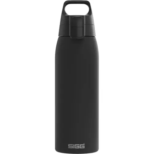 SIGG Edelstahl Trinkflasche Shield ONE Black - Auslaufsicher, BPA-frei, 1L für Outdoor & Fitness